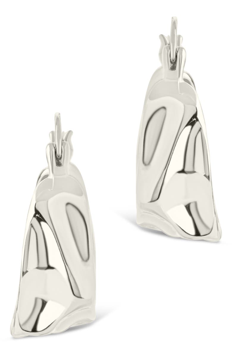 Sterling Forever Hampton Molten Micro Hoop Earrings, Alternate, color, Silver