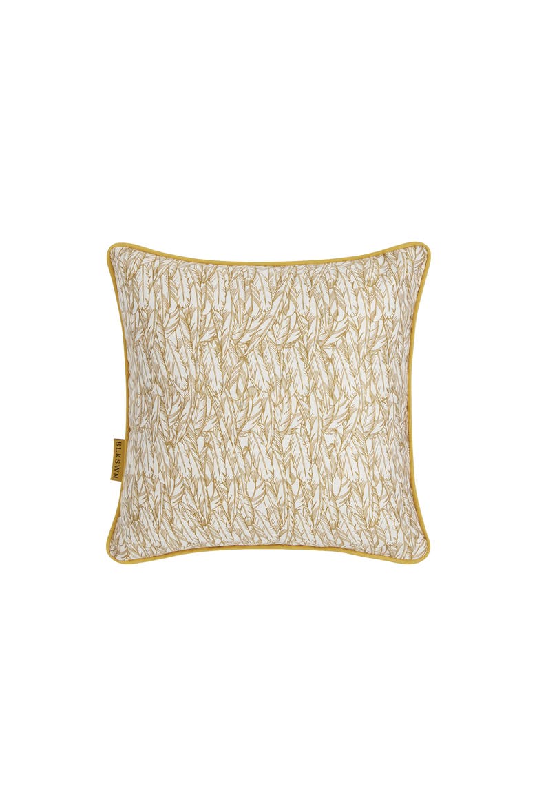 Feathers Decorative Cushion, Alternate, color, Gold & Black