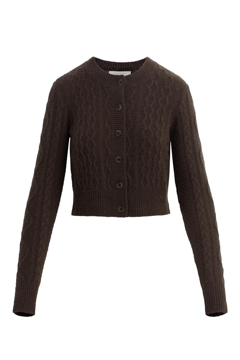 The Eleanor Merino Wool & Cashmere Blend Crop Cardigan, Alternate, color, GANACHE