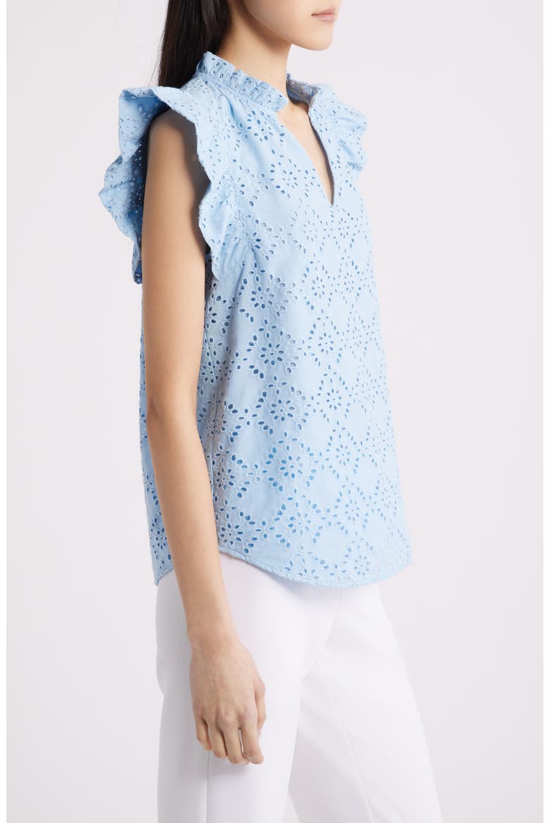 Embroidered Cotton Eyelet Top, Alternate, color, LAKESHORE