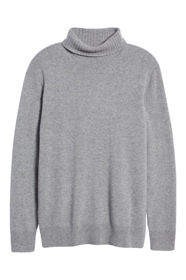 Cashmere Turtleneck Sweater, Alternate, color, GREY DRIFTWOOD HEATHER