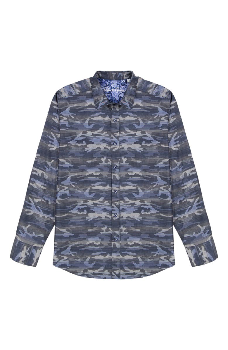 Robert Graham Harrington Camouflage Button-Up Shirt, Alternate, color, Navy