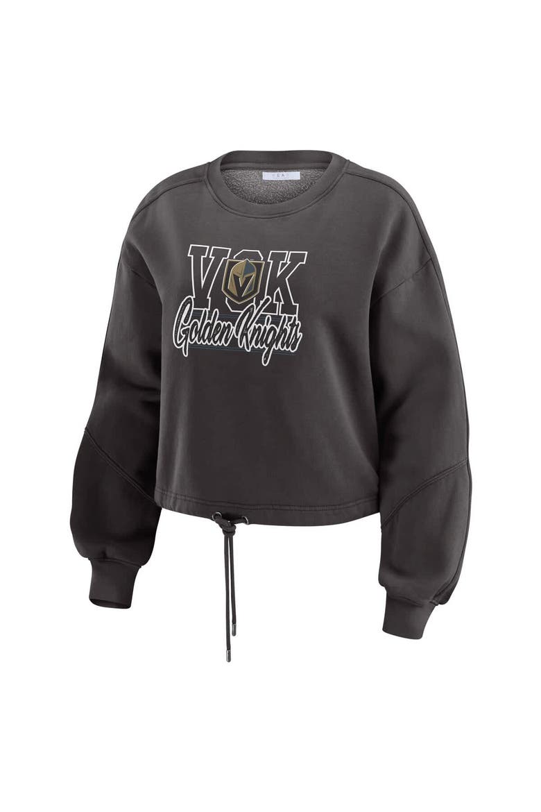 Women's WEAR by Erin Andrews Black Vegas Golden Knights Washed Fleece Sweatshirt & Shorts Lounge Set, Alternate, color, Black