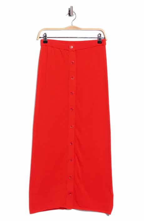 The Button Front Cotton Sweater Skirt