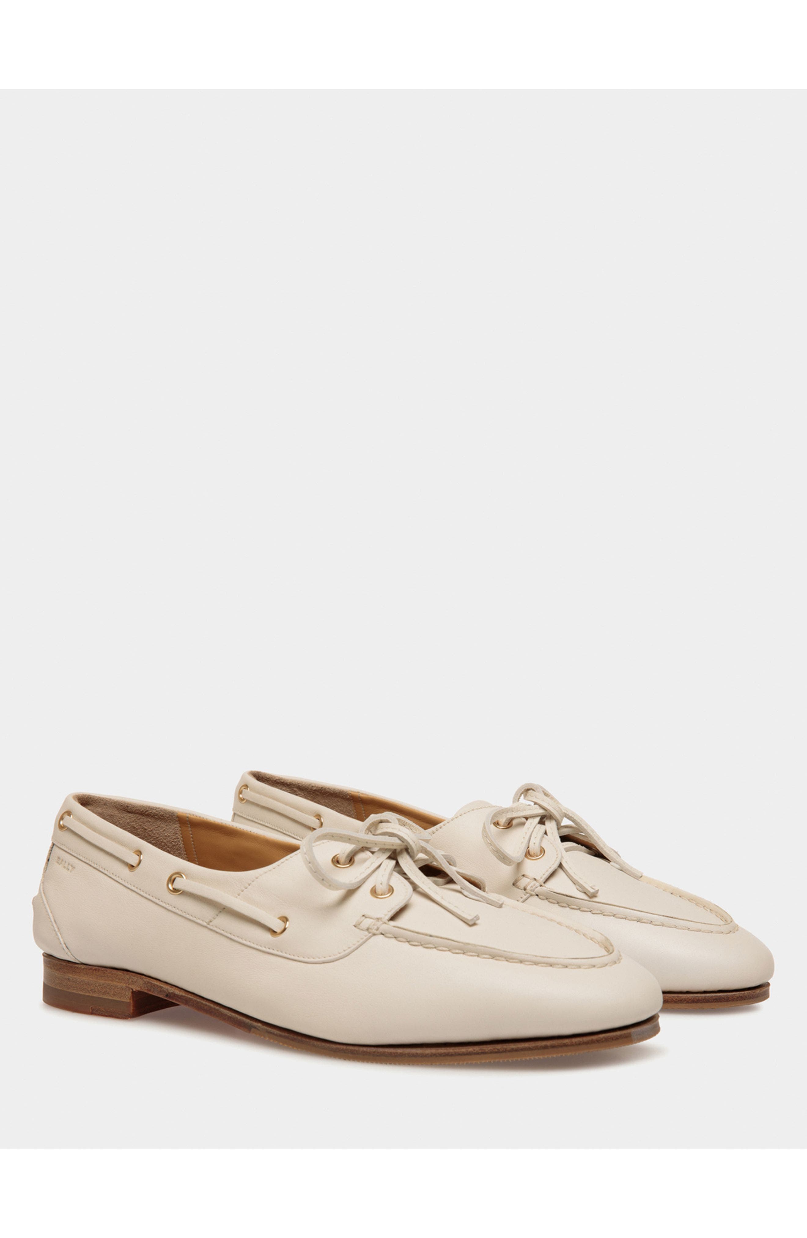 Bally Plume Moccasin in Calf Leather, Alternate, color, White