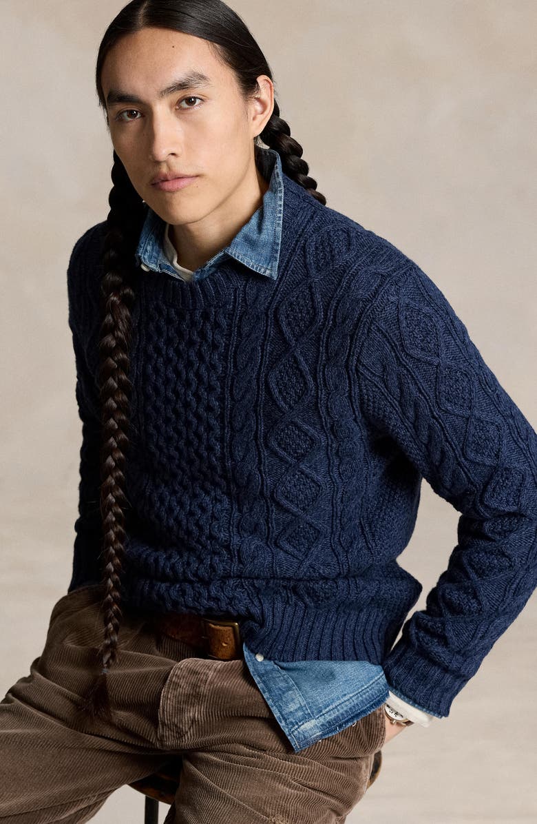Polo Ralph Lauren Cable Knit Cotton Fisherman Sweater, Alternate, color, 
