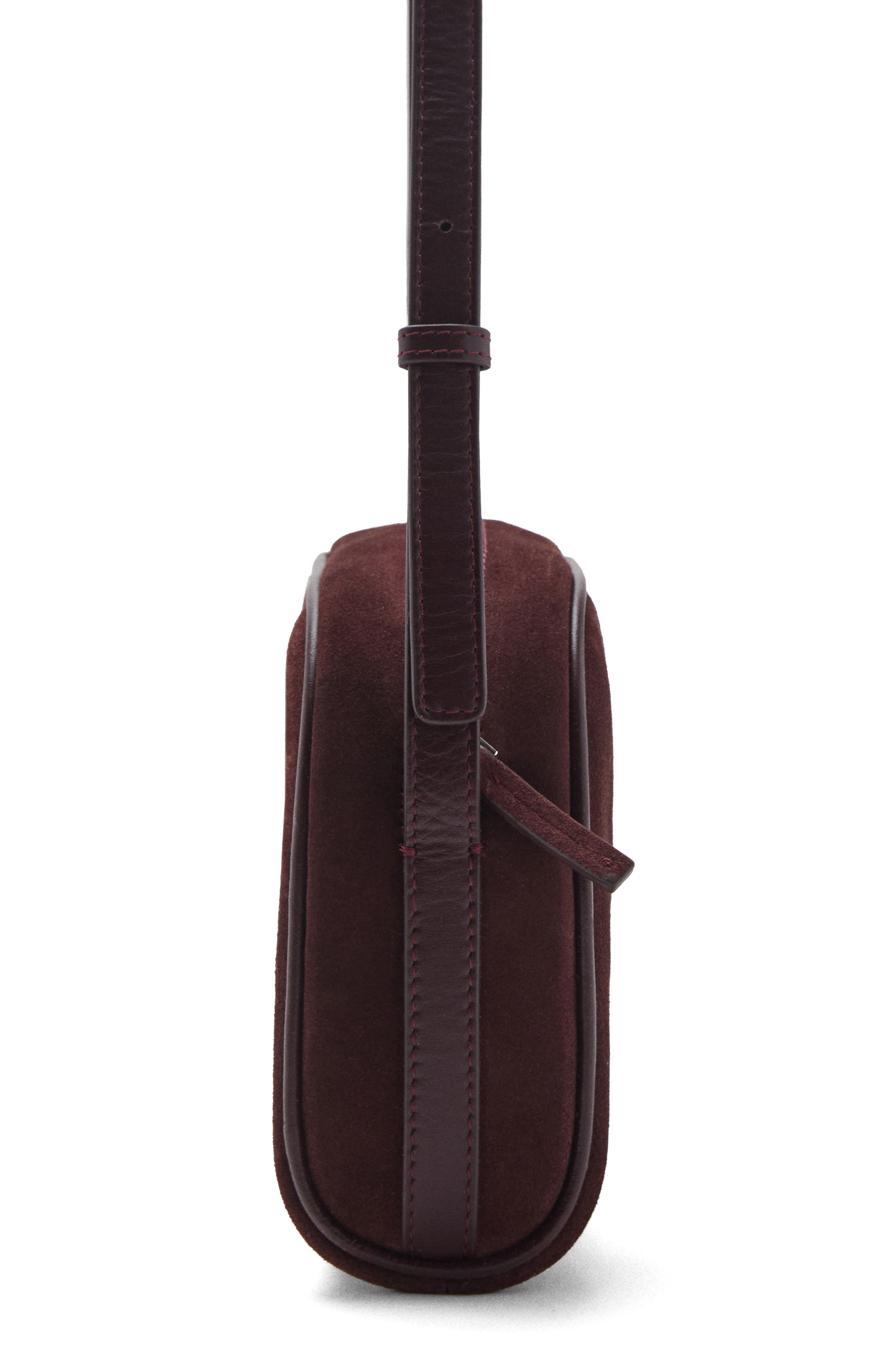 MANGO Suede Shoulder Bag, Alternate, color, Burgundy