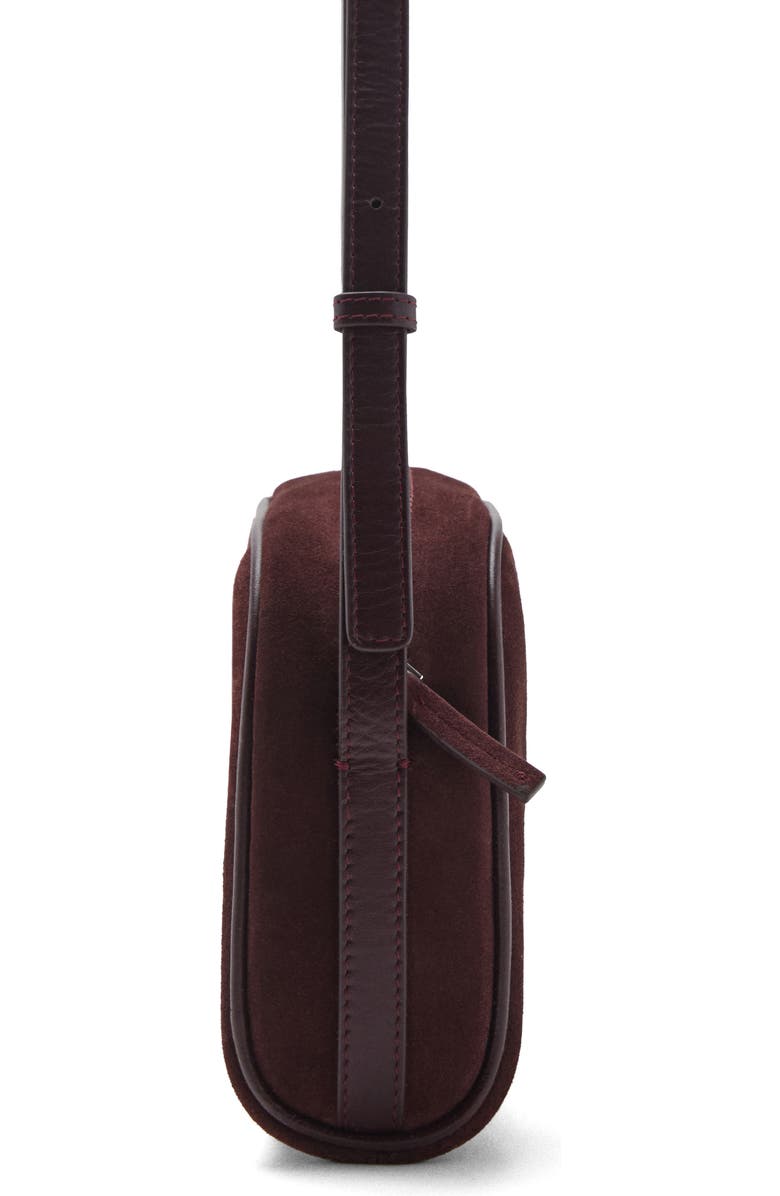 MANGO Suede Shoulder Bag, Alternate, color, Burgundy