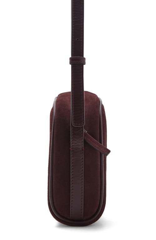 Mango Suede Shoulder Bag In Burgundy