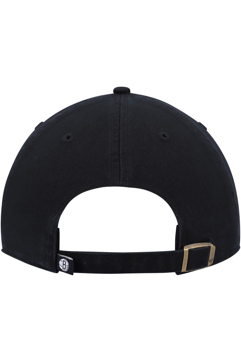 Men's '47 Black Brooklyn Nets Alternate Logo Team Clean Up Adjustable Hat, Alternate, color, Black