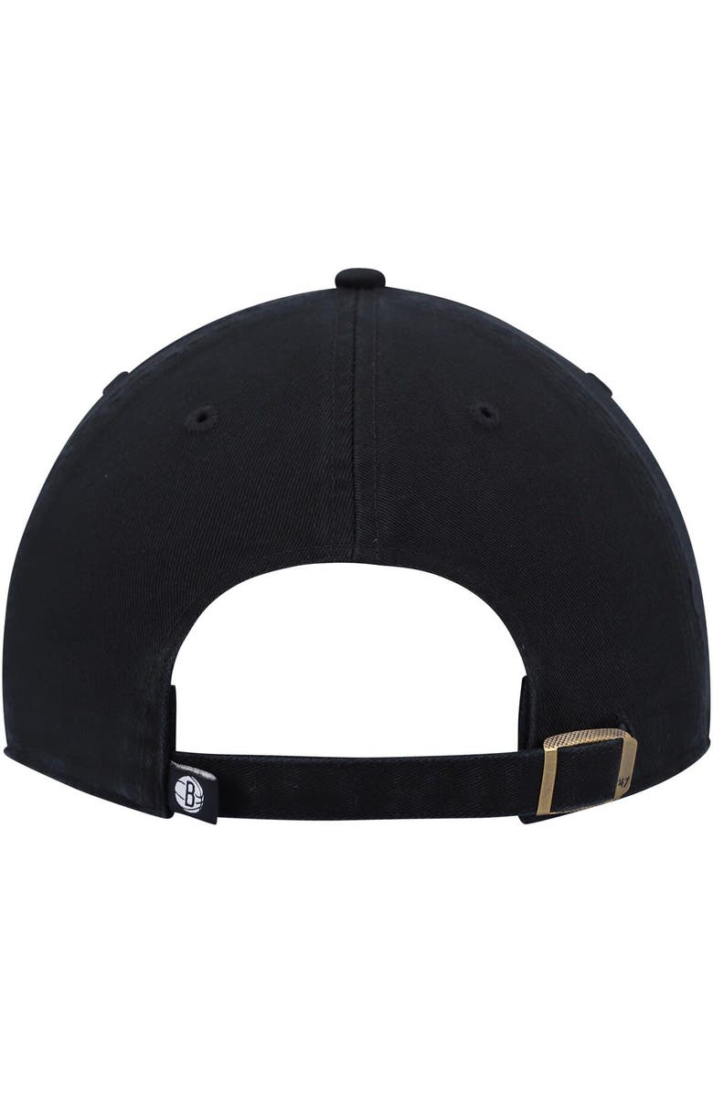 '47 Men's '47 Black Brooklyn Nets Alternate Logo Team Clean Up Adjustable Hat, Alternate, color,