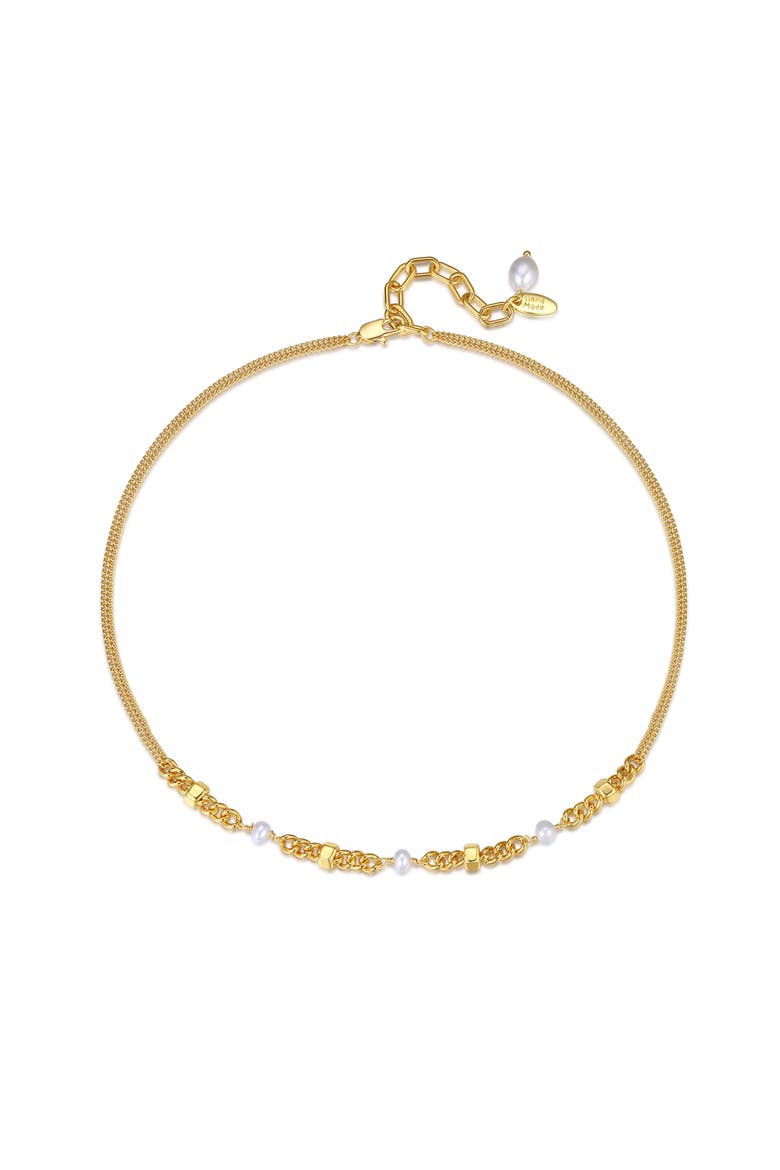 Double Stranded Necklace With Freshwater Pearls, Main, color, Gold
