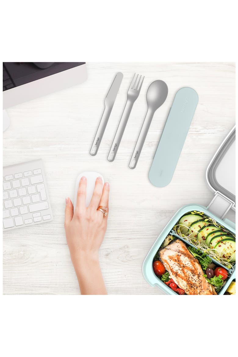 Stainless Steel Travel Utensil Set - Aqua, Alternate, color, AQUA