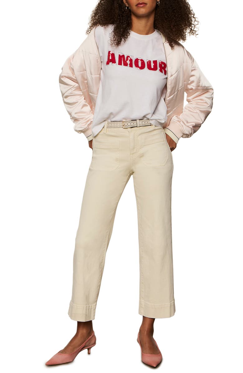 Sanctuary Beaded Amour Organic Cotton Graphic T-Shirt, Alternate, color, White/ Cherry Lacquer