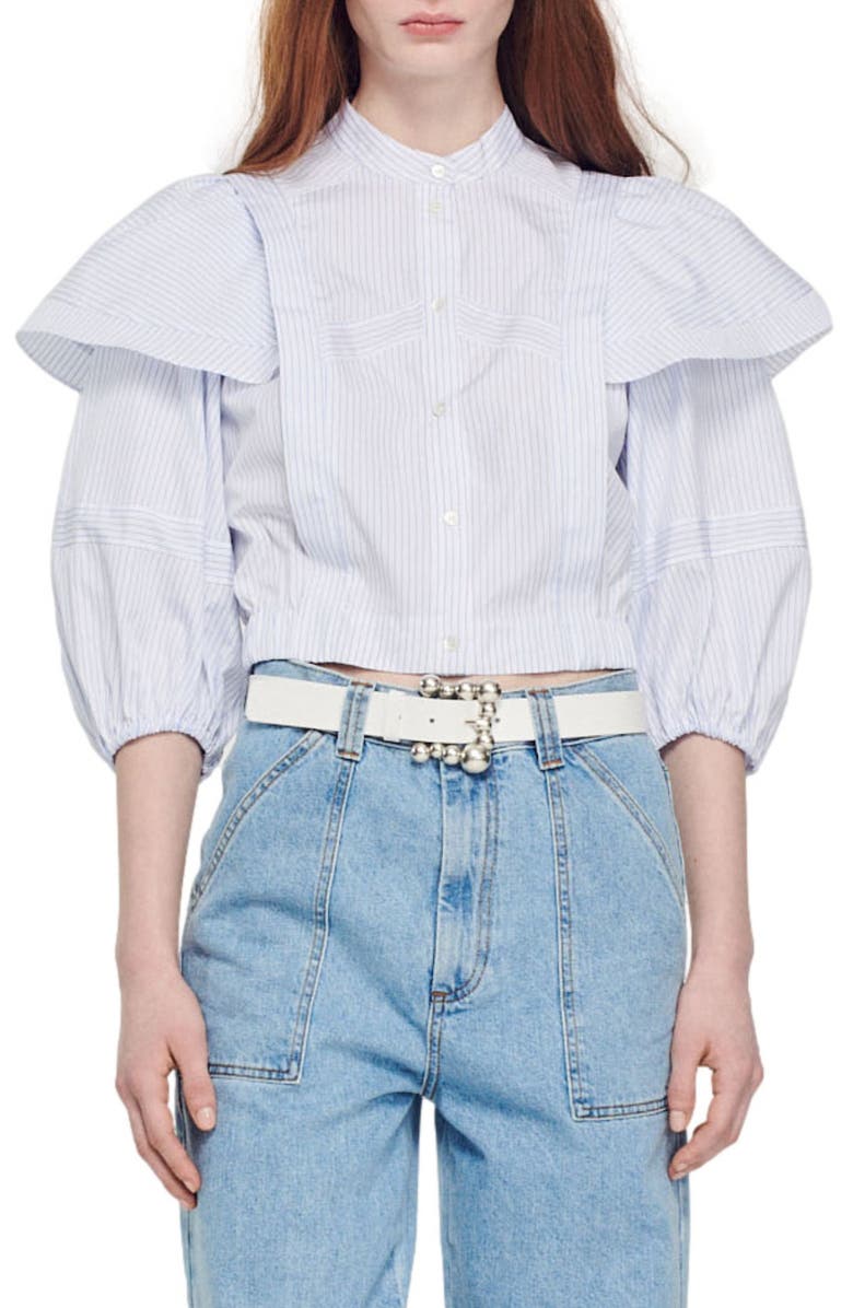 SANDRO Yzeure Stripe Button-Up Shirt, Main, color,