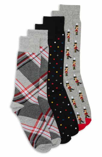 3-Pack Diagonal Plaid Dress Socks