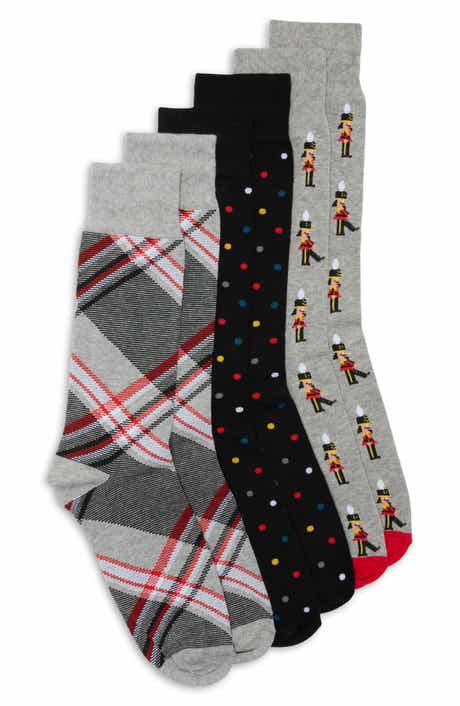 3-Pack Diagonal Plaid Dress Socks