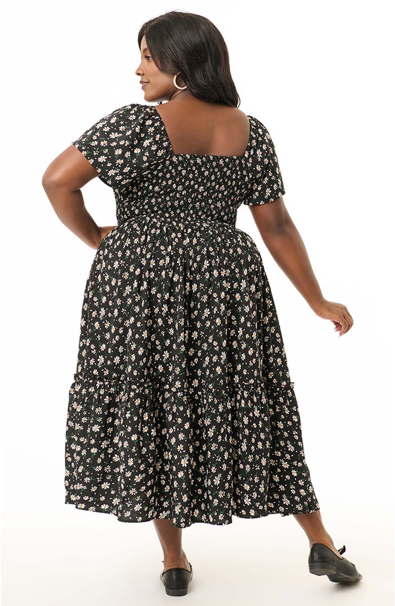 Unique Vintage Plus Size Smocked Bodice Midi Dress, Alternate, color, 