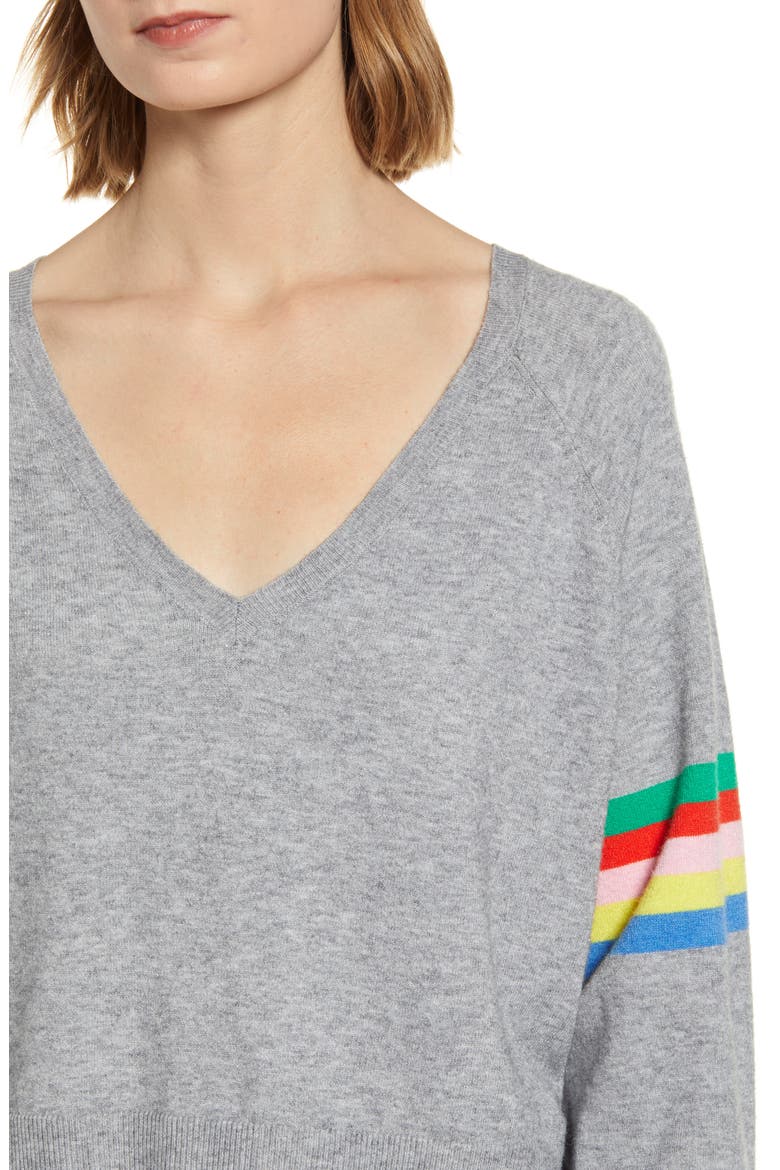 Hazel Rainbow Stripe Sweater, Alternate, color, LIGHT HEATHER GREY