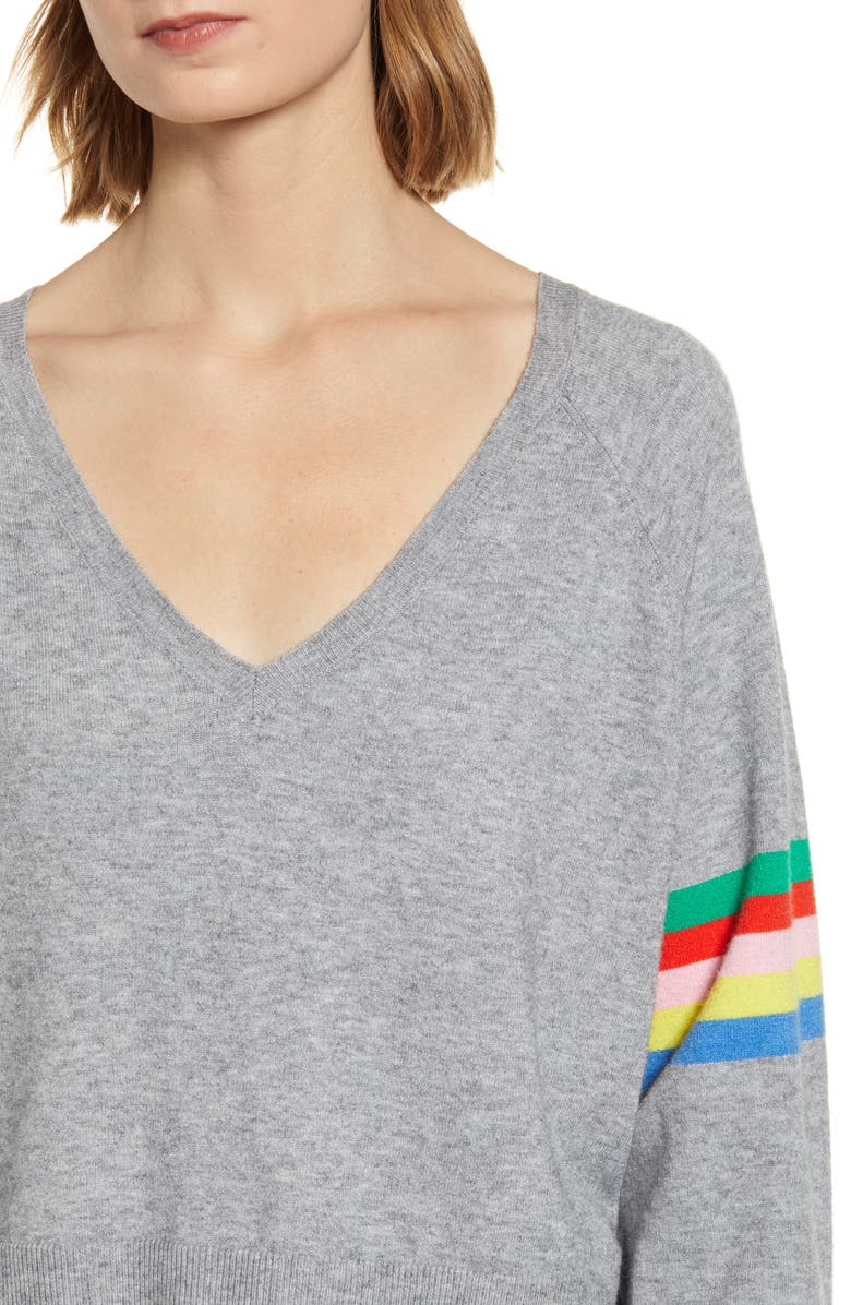 cupcakes and cashmere Hazel Rainbow Stripe Sweater, Alternate, color, 