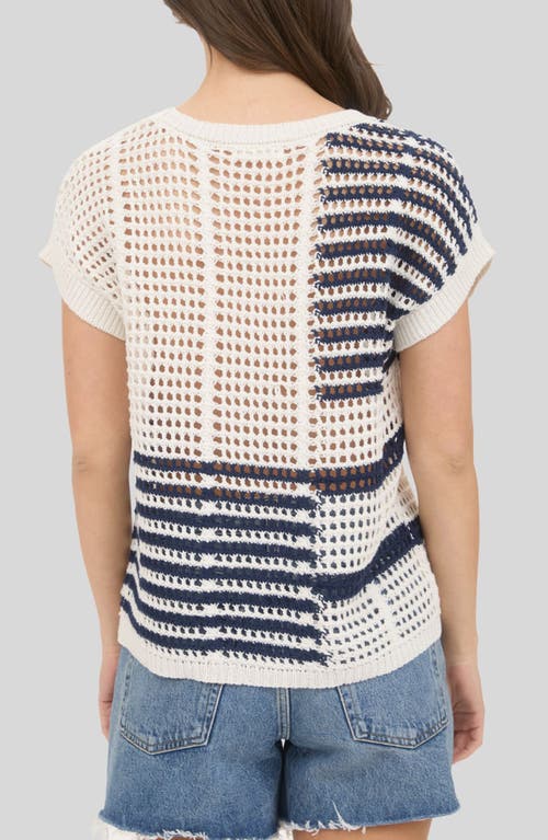 Blu Pepper Colorblock Open Knit Top In Multi