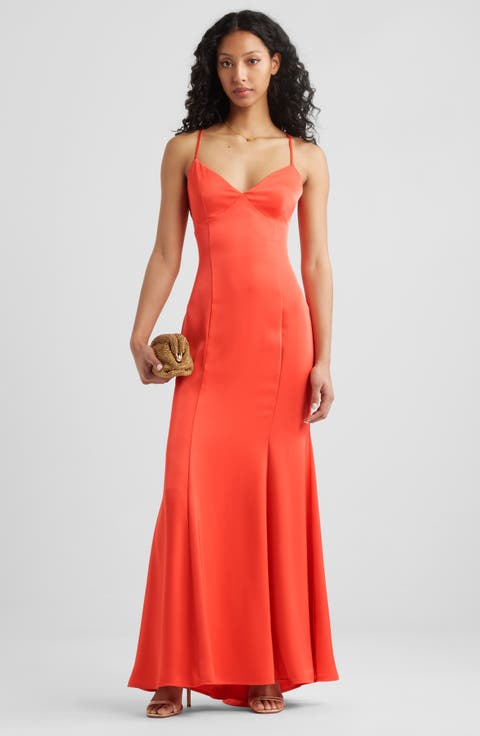 Tie Back Satin Gown