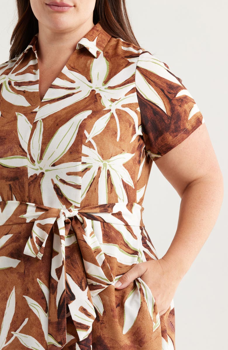 Tahari ASL Print Tie Belt Midi Shirtdress, Alternate, color,