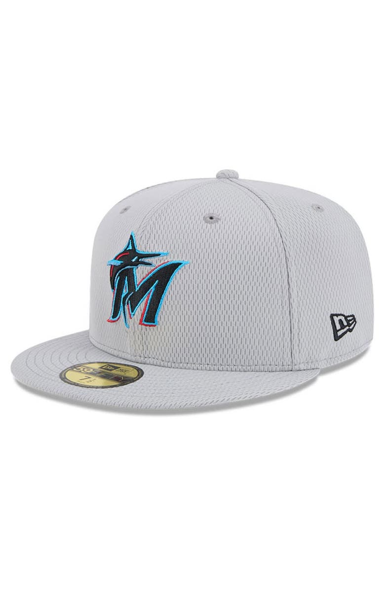 New Era Men's New Era Gray Miami Marlins 2025 MLB Clubhouse 59FIFTY Fitted Hat, Alternate, color, 