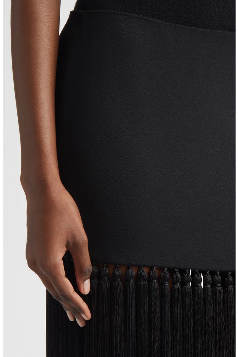 Tassel Wool Gabardine Miniskirt, Alternate, color, BLACK