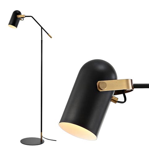 Eugenio 58.5" Metal LED Floor Lamp, Black/Brass Gold