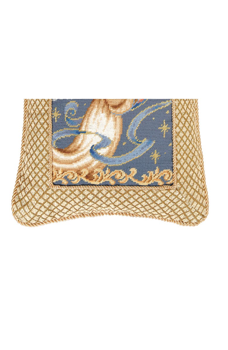 C&F Home Christmas Angel Wings w/ Trumpet Horn Mini Cotton Blend Gold Accent Pillow 14" x 18", Alternate, color, Blue