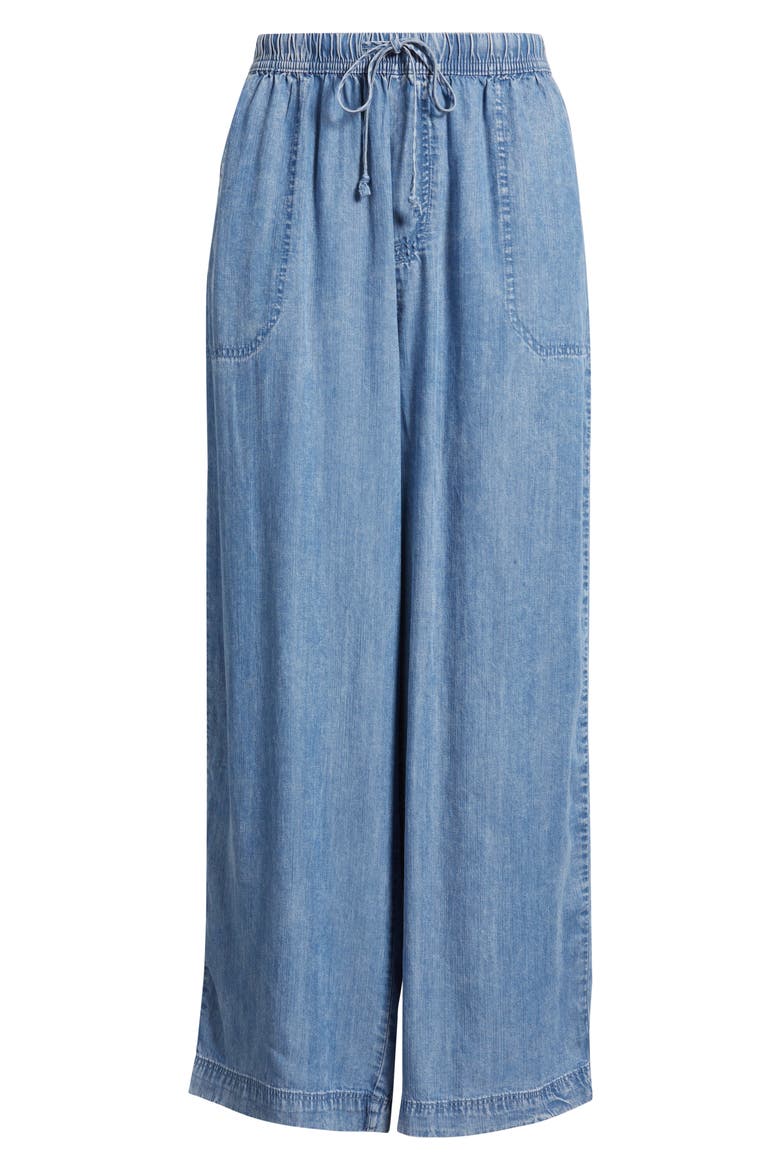 Inaya Chambray Drawstring Ankle Pants, Alternate, color, MEDIUM WASH