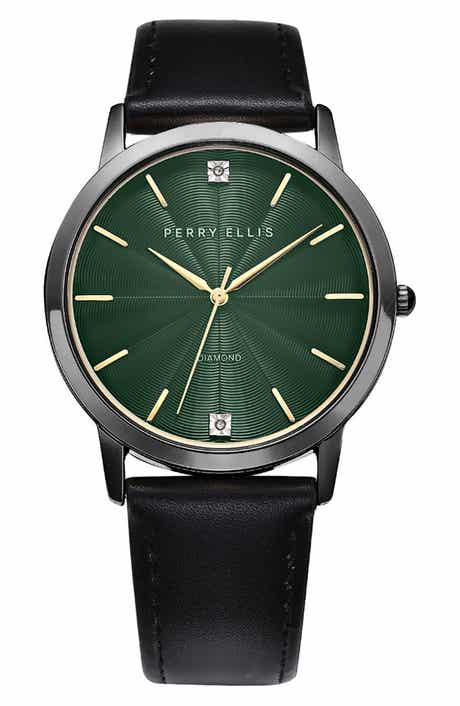 Ultra Slim Diamond Quartz Leather Strap Watch, 40mm