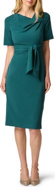 Adrianna Papell Tie Waist Crepe Sheath Dress