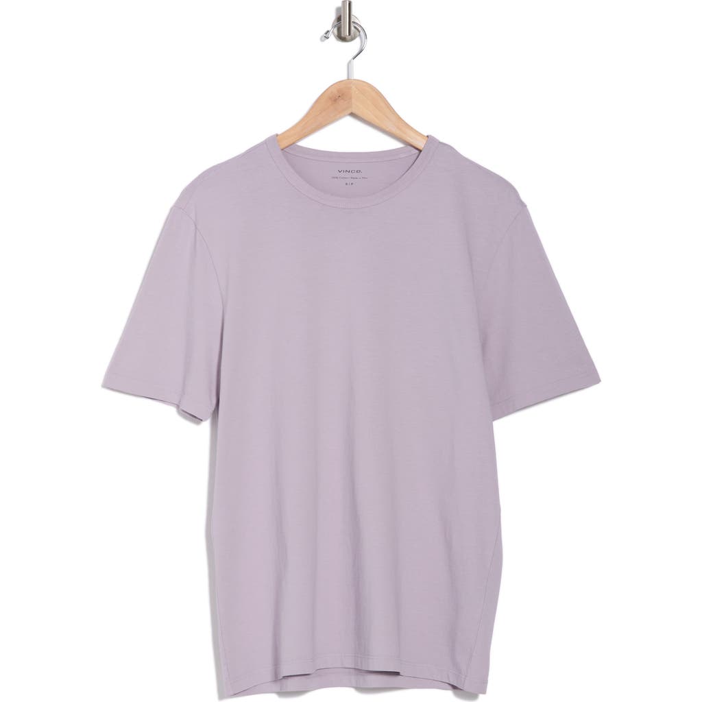 Vince Cotton Crewneck T-shirt In Washed Pale Lavender