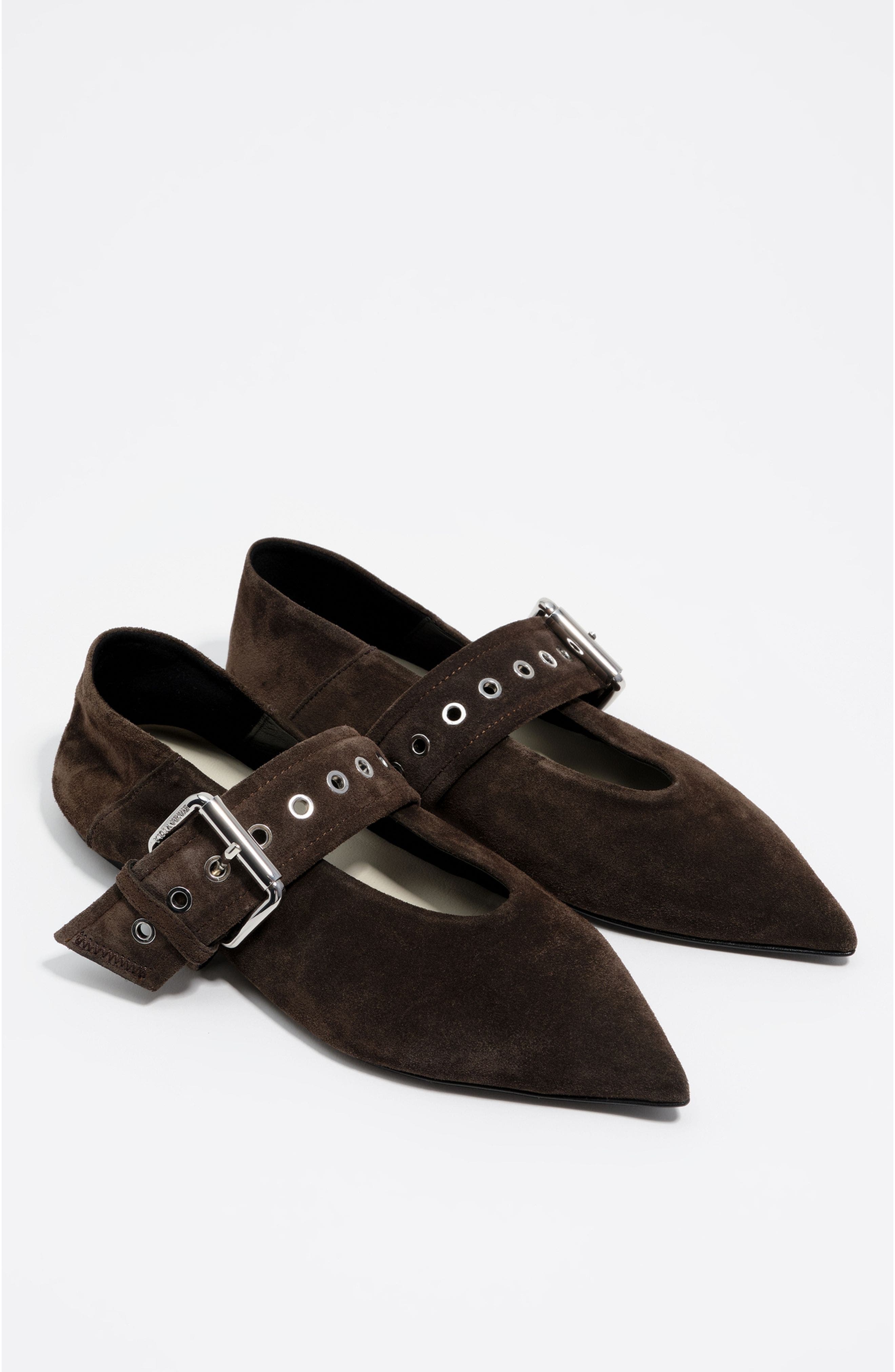Bimba y Lola Suede Ballerina, Alternate, color, Dark Brown