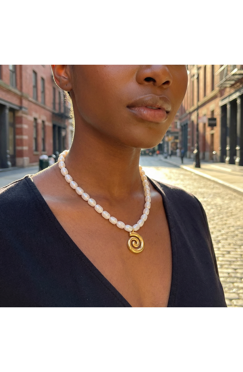 Bliss Diamond Athena 18" Pearl 18k Gold Plated Pendant Necklace, Alternate, color, 18K Yellow Gold