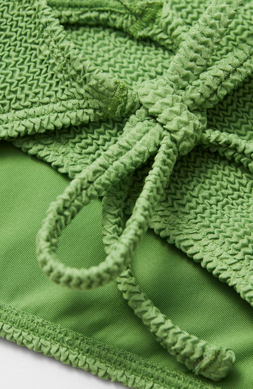 & Other Stories Textured Crinkle Side Tie Bikini Bottoms In Green