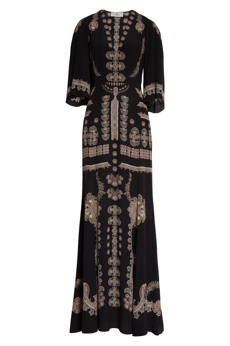 Burning Silk Maxi Dress, Alternate, color, NERO 0001