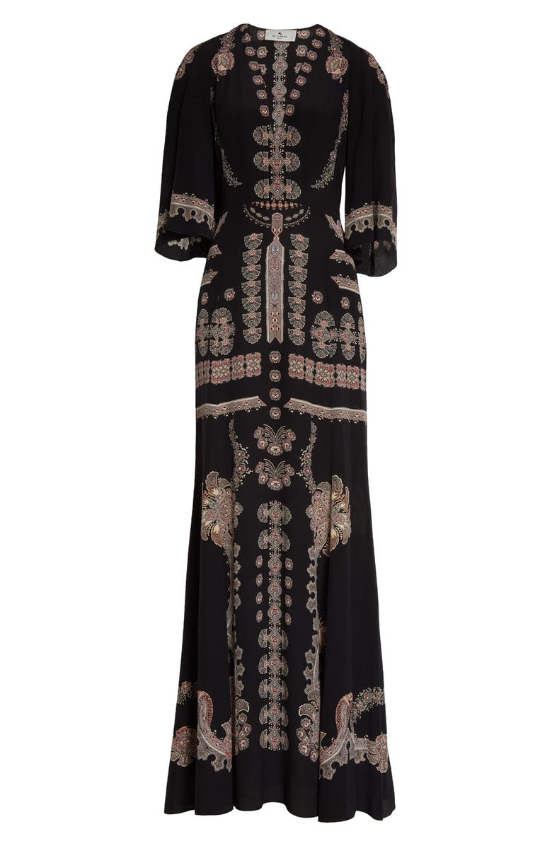 Etro Burning Silk Maxi Dress, Alternate, color, 