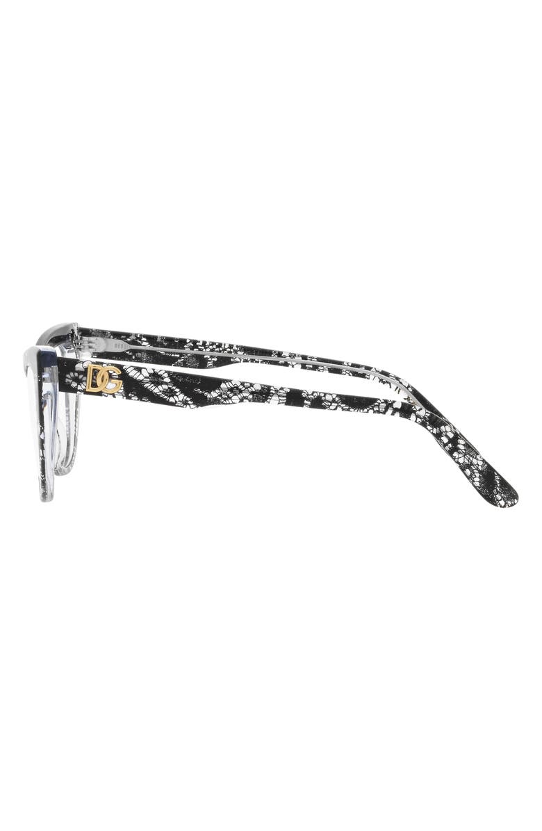 Dolce&Gabbana 54mm Cat Eye Optical Glasses, Alternate, color, Black Lace