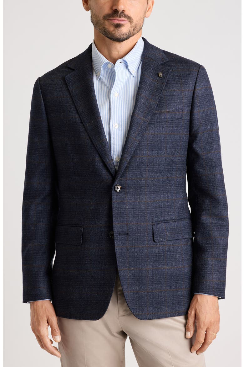 Italian Wool Sport Coat, Main, color, NAVY RUST PRINCE OF WALES