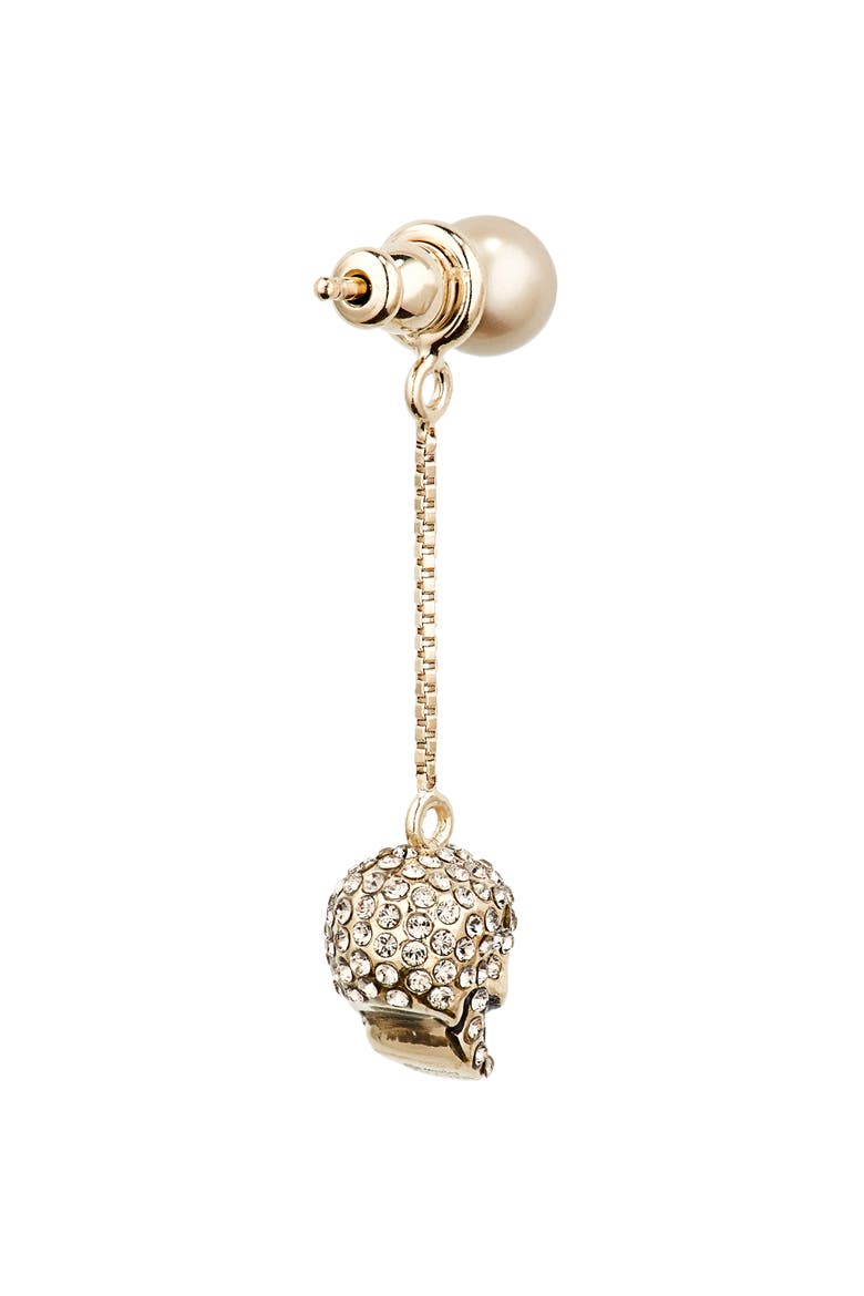 Alexander McQueen Pavé Skull Drop Earrings, Alternate, color, 2080 0468/ MIX