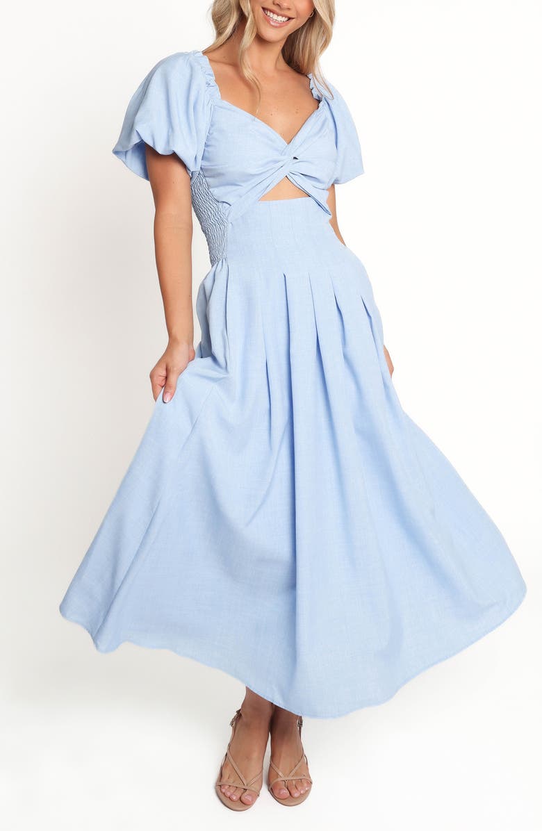 Petal & Pup Cintra Puff Sleeve Maxi Dress, Main, color, Blue