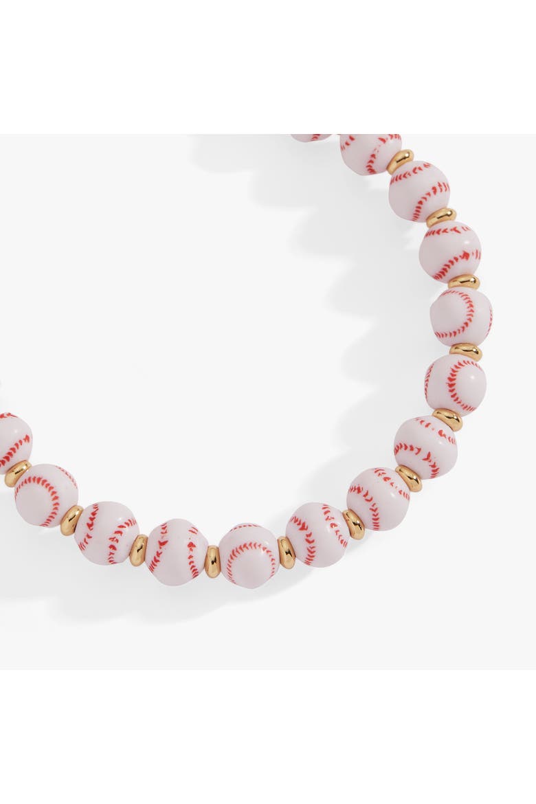 Baseball Beaded Bangle, Alternate, color, Gold