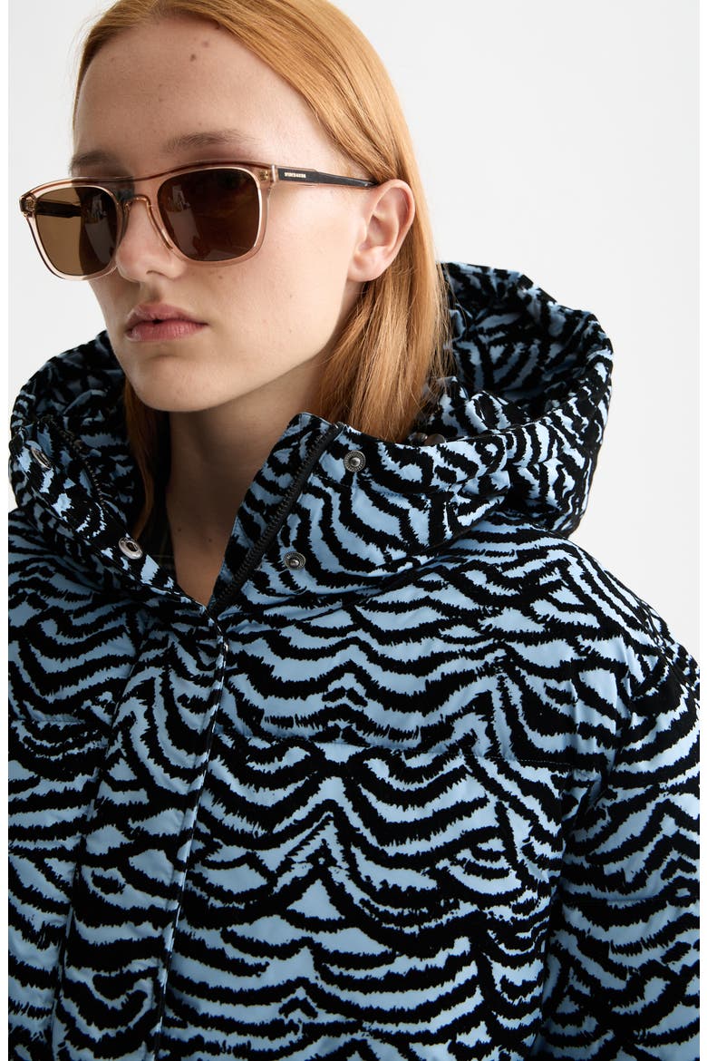 Feather Stripe Hooded Puffer Jacket, Alternate, color, IKAT FEATHER BLUE