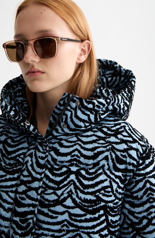 Scotch & Soda Feather Stripe Hooded Puffer Jacket In Blue