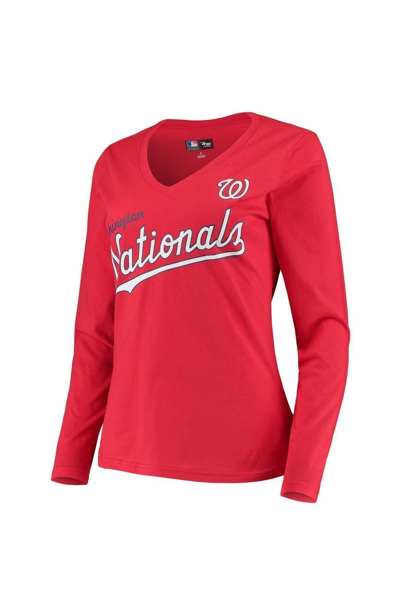 G-III 4HER BY CARL BANKS Women's G-III 4Her by Carl Banks Red Washington Nationals Post Season Long Sleeve T-Shirt, Alternate, color, 
