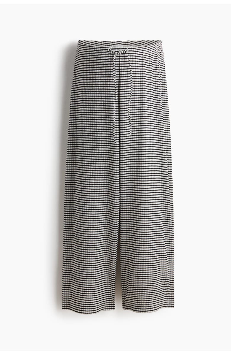 H&M Mama Textured Drawstring Trousers, Main, color, Black/Checked