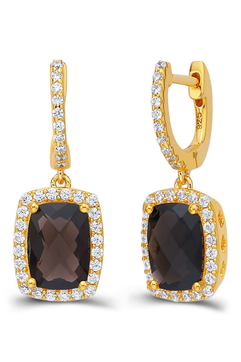 Cushion Smoky Quartz Drop Earrings, Main, color, BROWN